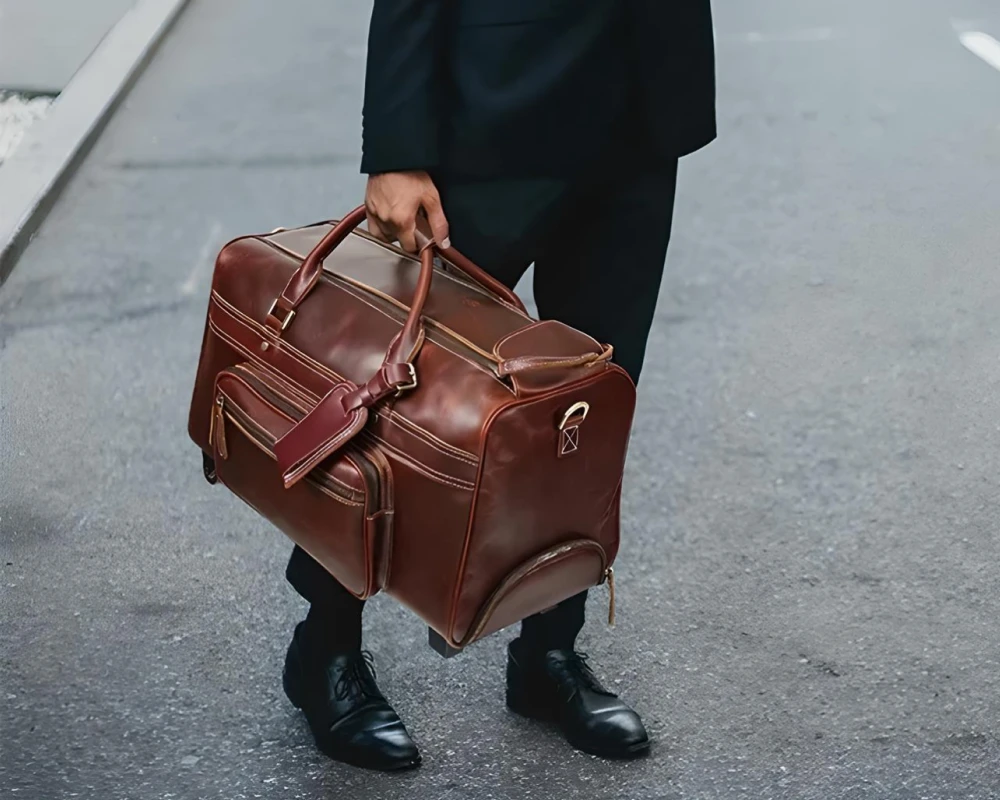 luxury leather carry on bags