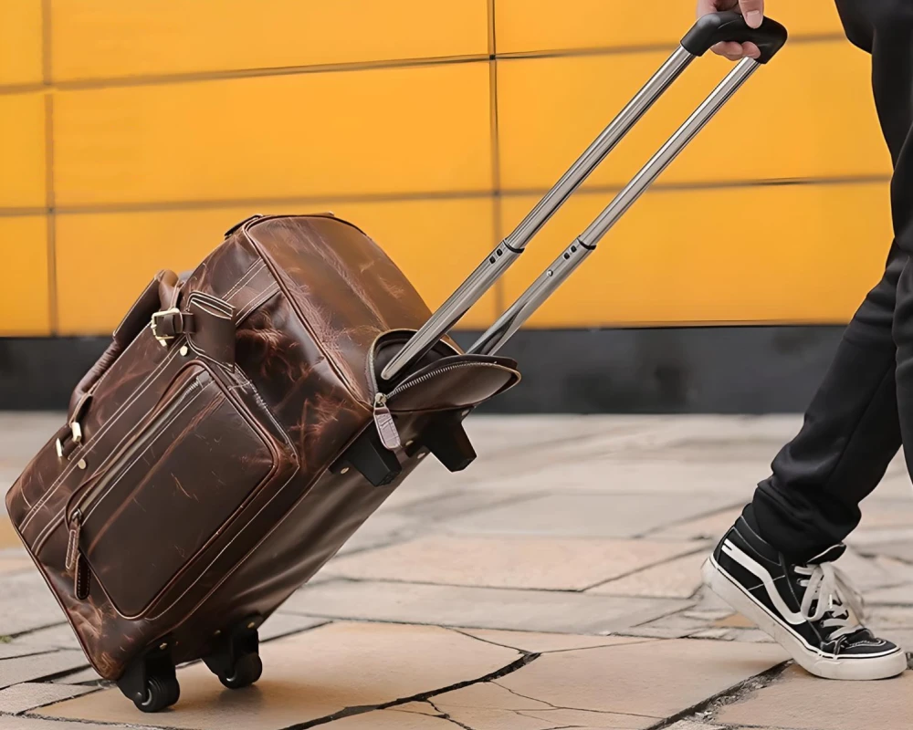mens leather duffel carry on